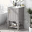 Meuble-lavabo de salle de bain avec lavabo, armoire de salle de bain avec porte à fermeture douce, support de rangement et tablette ouverte (robinet non inclus) (robinet non inclus)-585593944