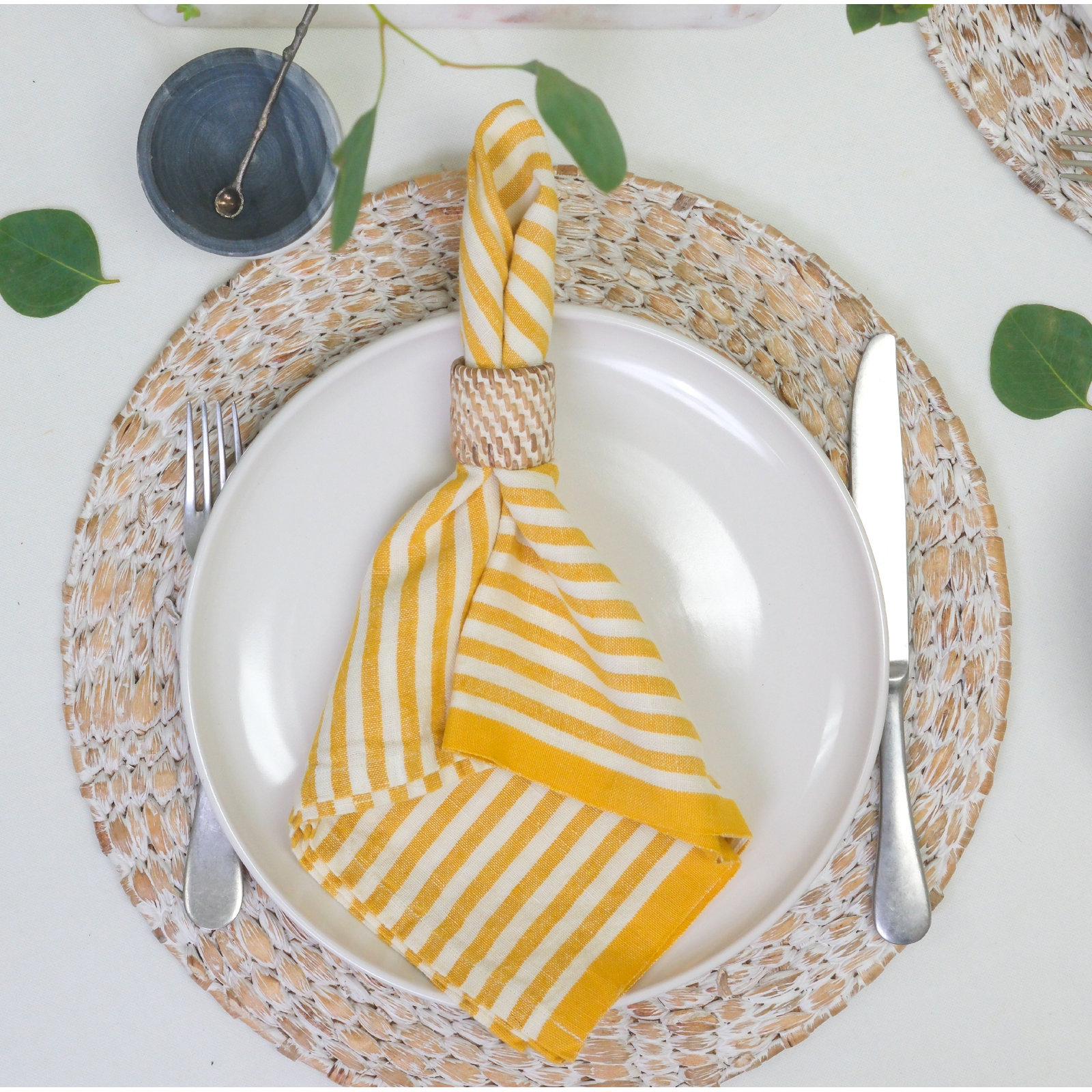 Adamsburg Reversible Linen Napkin, Mustard
