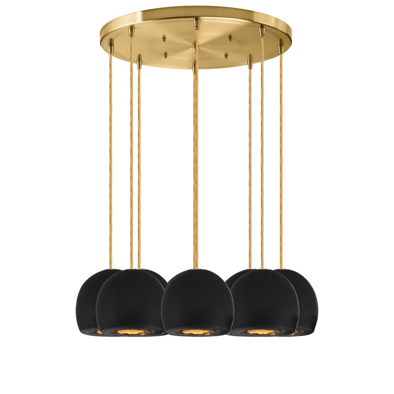 8 - Light Chandelier, 36" H x 24" W x 24" D, Brass, Black