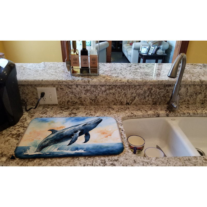 Humpback Whale Breaching Dish Drying Mat
