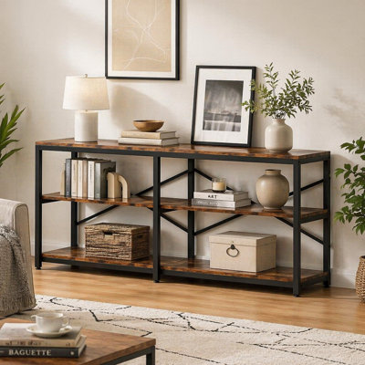 Rustic Farmhouse Style Sofa Table,3Tier Hall Table,Console Table,TV stand,Bookshelf