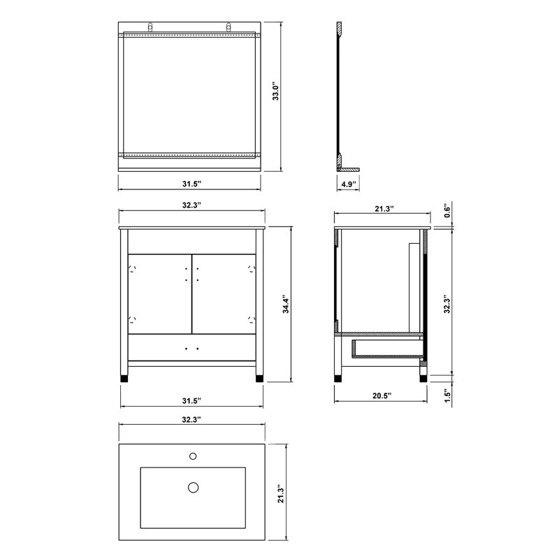 Toledo Rectangle Wall Mirror with Shelves