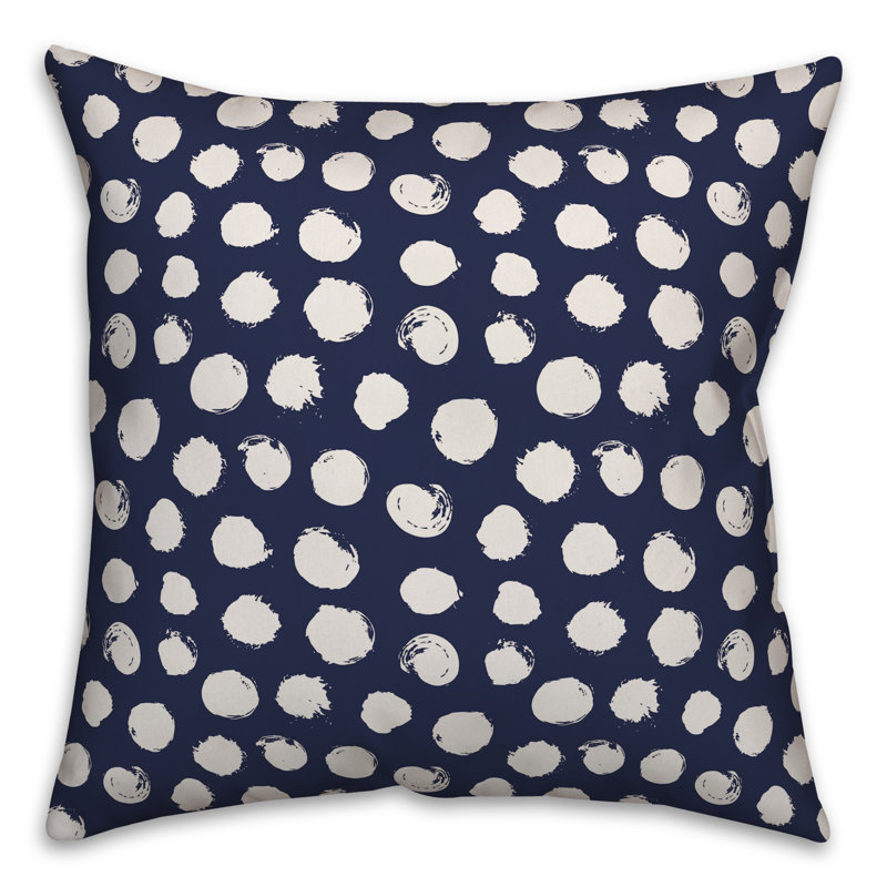 Polka Dots Reversible Throw Pillow, 16" x 16", Navy/White Polka Dots 1