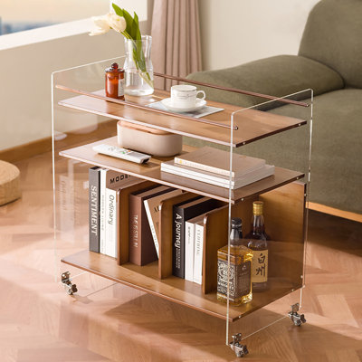 Accent Side Table with Bamboo Base