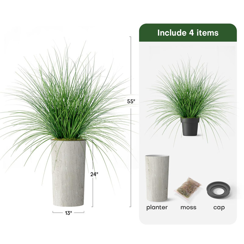 Onion Grass Silk Tree - Artificial Plants in Modern Outdoor Floor Decoration, Plaster Beige
