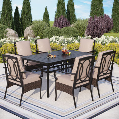 Rectangular 6 - Person 64" Long Dining Set with Cushions
