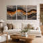 «Abstract Layered Texture in Orange and Gray», ensemble de 3 toiles murales-324438576