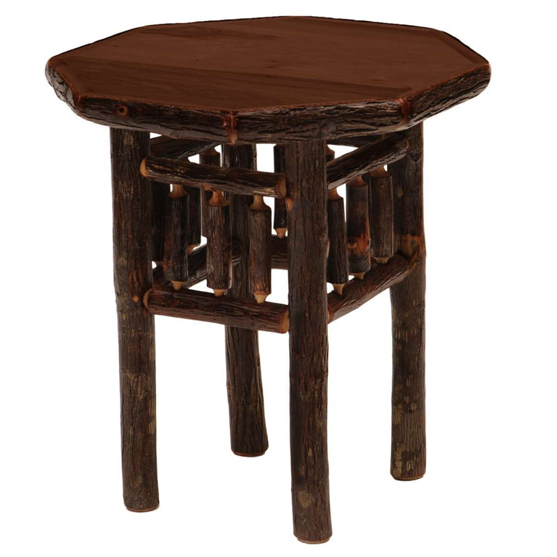 Table de chevet octogonale Fireside Lodge Hickory Log - cognac, Érable rustique