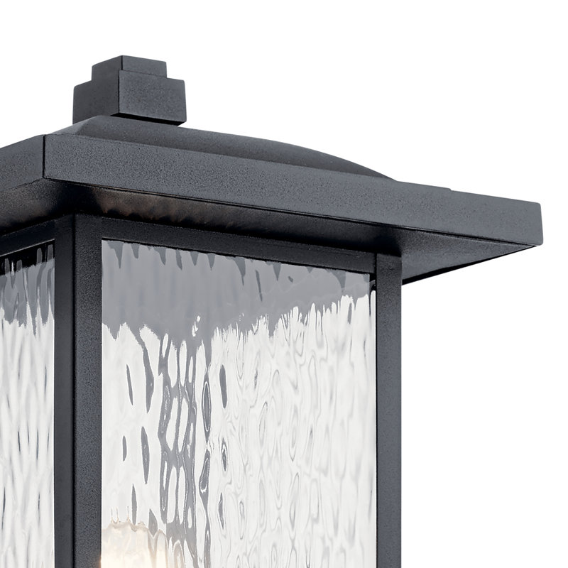 1-Light Black Post Lantern Head with Water Glass Shade