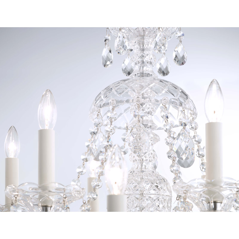 Sterling 12 - Light Glass Chandelier, Polished Silver, Swarovski Spectra