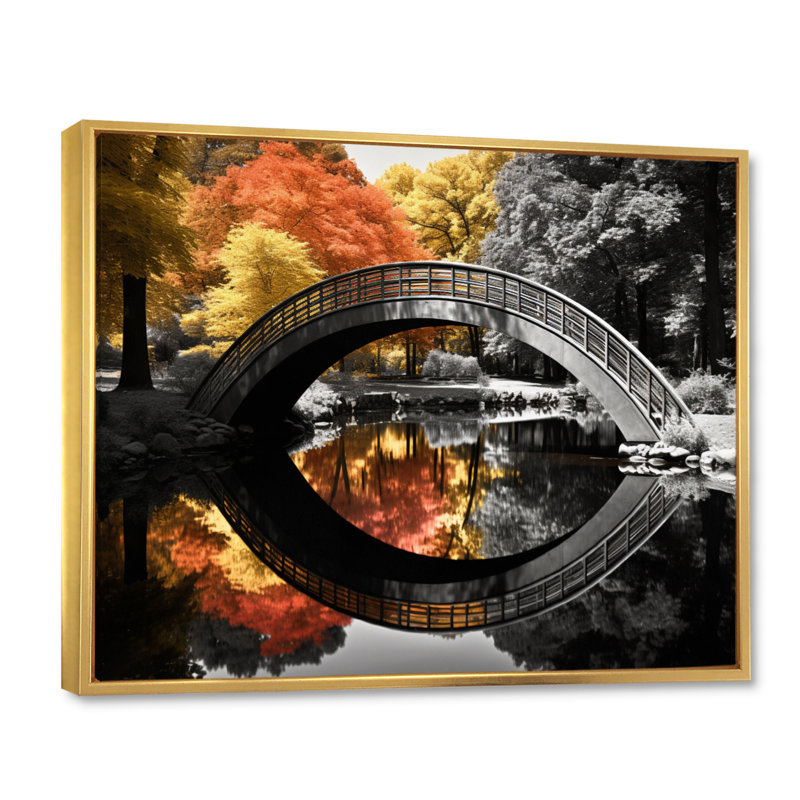 Orange pont, spectre monochrome - impression, H 30 po x l 40 po x P 1,5 po, Cadre flottant doré