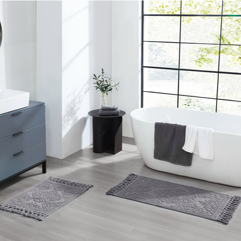 Ricardo 2 Piece Bath Rug Set, Dark Gray