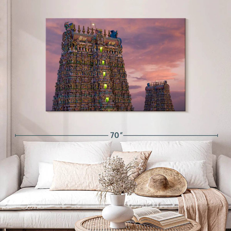 Temple Adella Meenakshi, crépuscule, H 32 po x l 48 po
