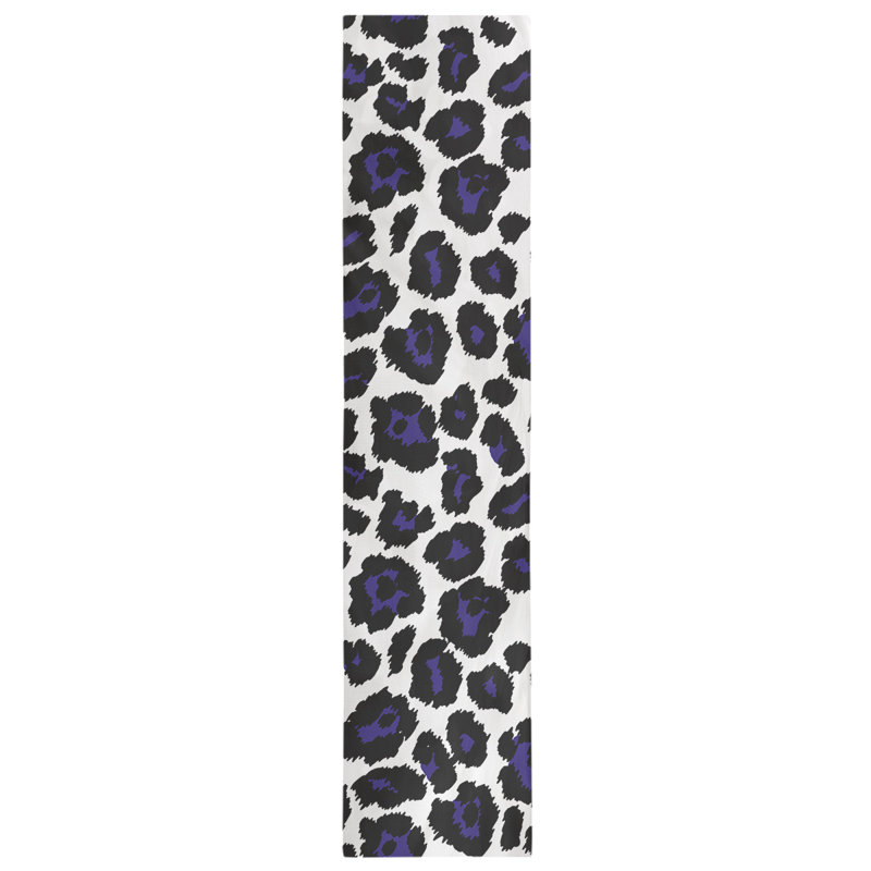 Animal Print Table Runner, 72" x 16", White/Black/Purple