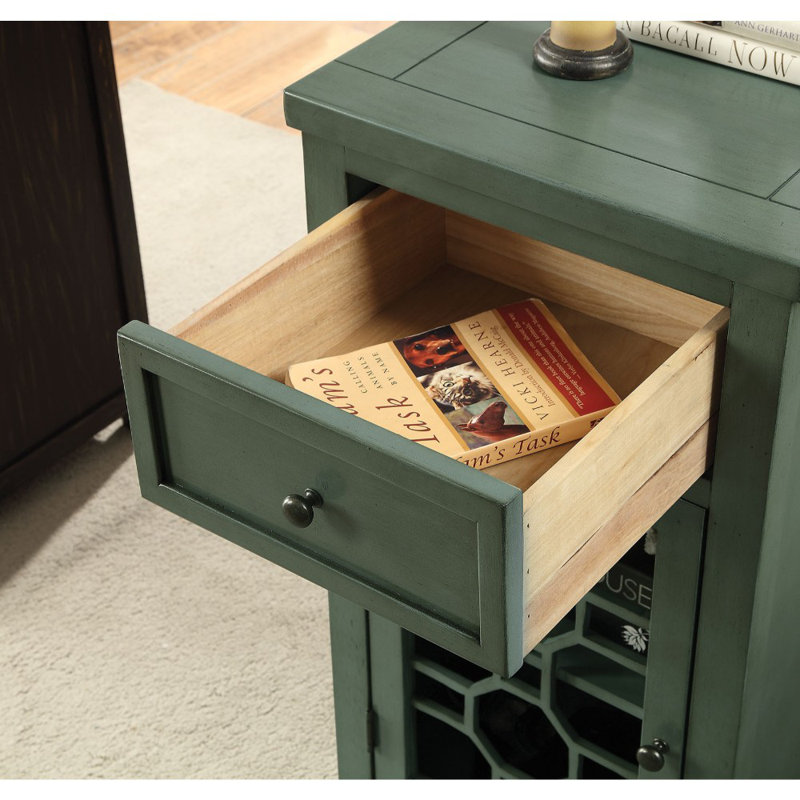 End Table with Storage, Antique Teal