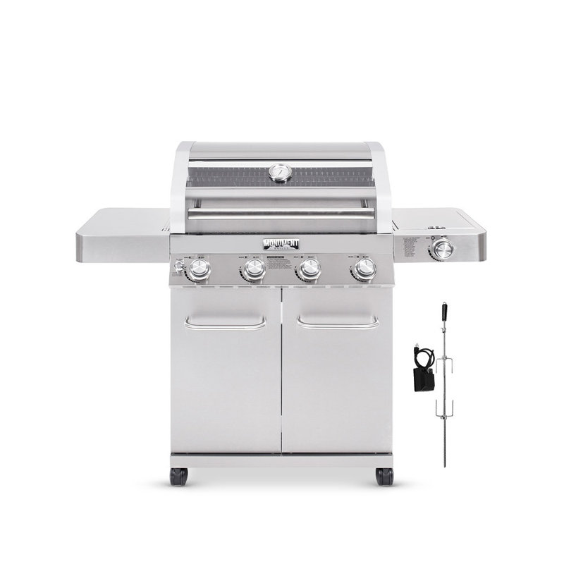 Barbecue au propane et au gaz naturel avec rôtissoire en acier inoxydable 4 + 1 brûleur Monument Clearview