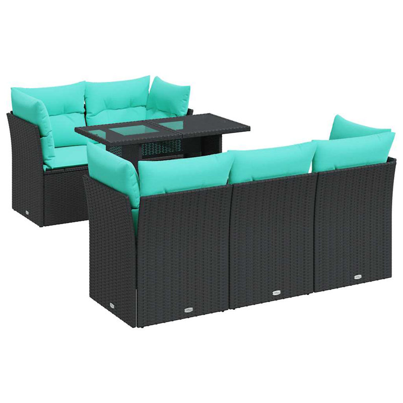  Ensemble de canapé de patio 6 pièces avec coussins en rotin polyacacia