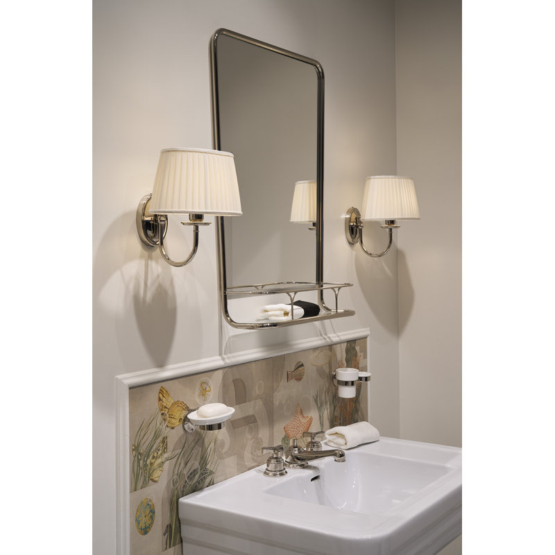 Boogie Rectangle Brass Beveled Wall Mirror, White