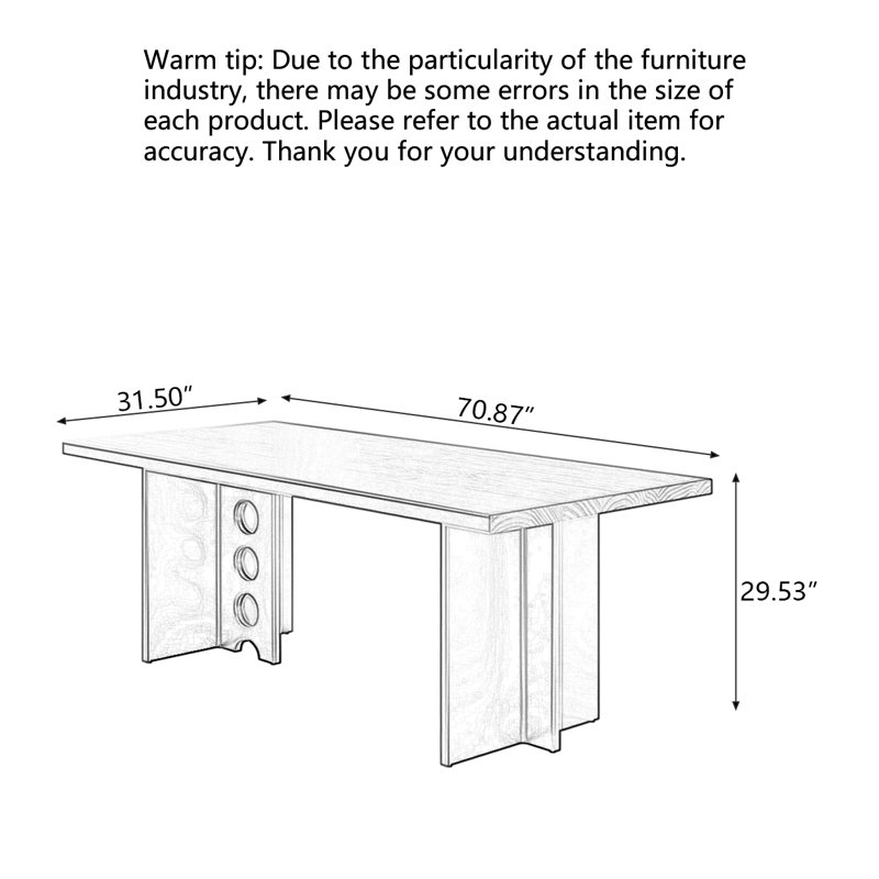 Bureau d'écriture Modern, H 29,53 po x l 70,87 po x P 31,50 po