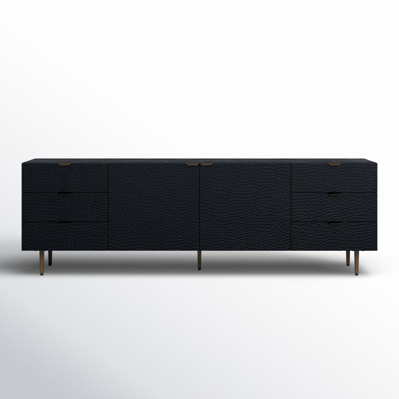 Breu Black Oak and Gold Iron 6-Drawer Sideboard