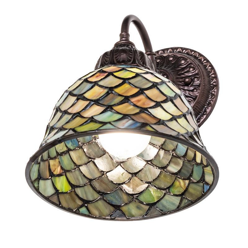 8" Wide Tiffany Fishscale Wall Sconce
