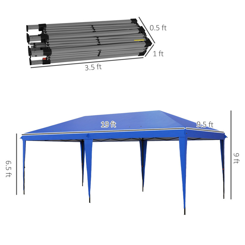10' X 19.2' Pop Up Canopy Tent, Heavy Duty Tent For Parties, Outdoor Instant Gazebo Sun Shade Shelter With Carry Bag For Catering, Events, Wedding, Backyard BBQ