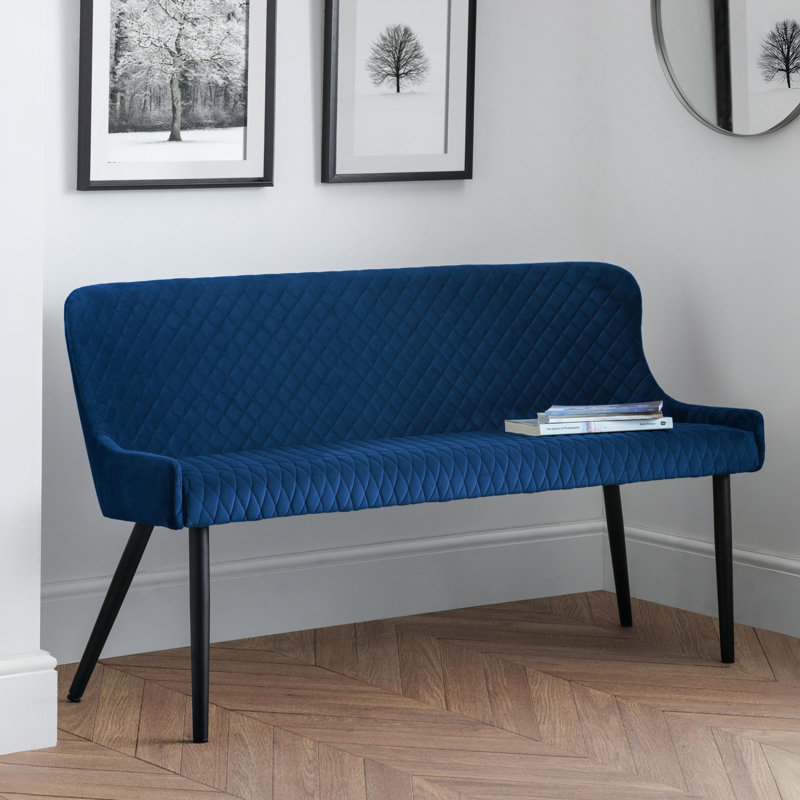 Wynnfield Velvet Upholstered Bench, Blue