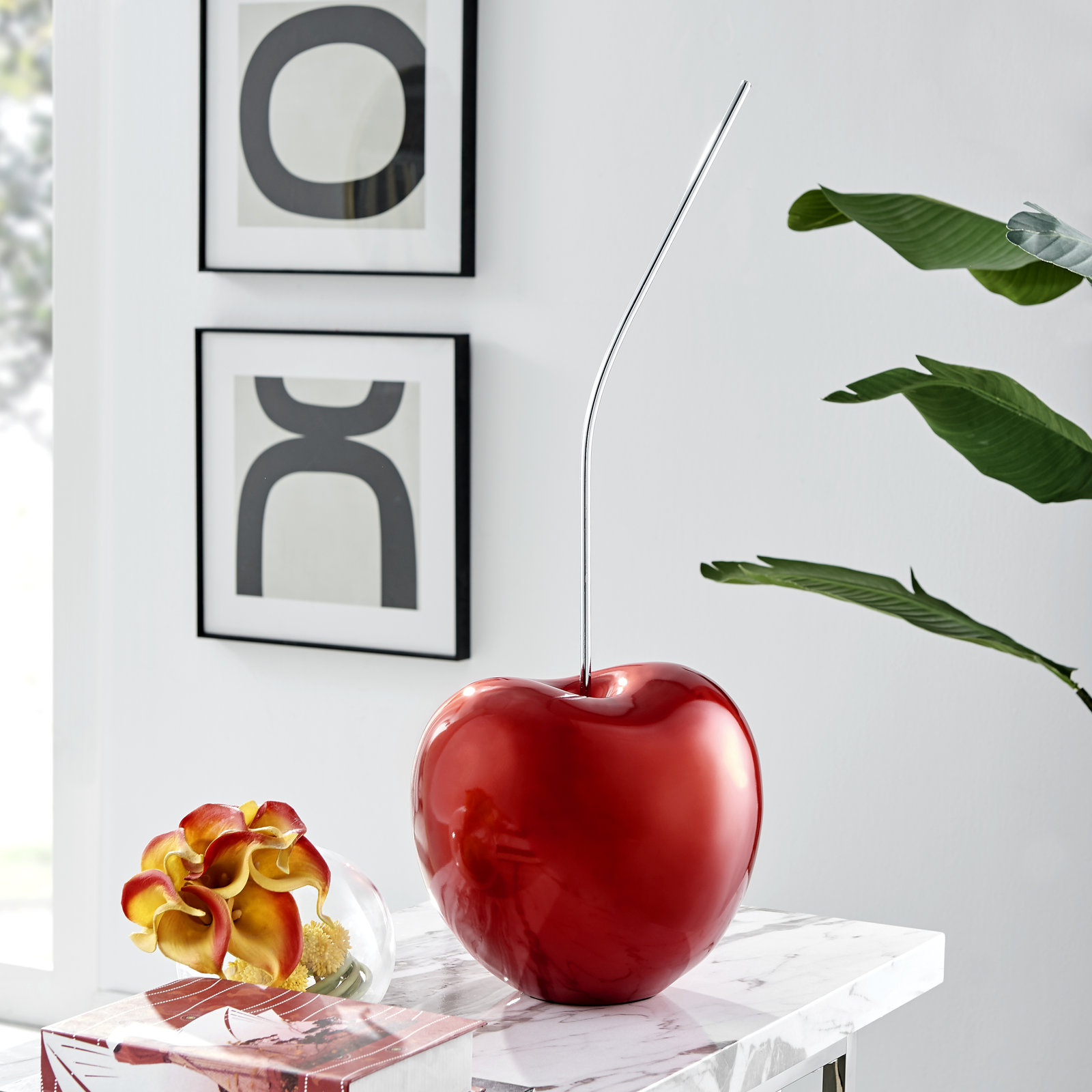 Izara Sculpture, 22" H x 6.5" W x 8.5" D, Metallic Red