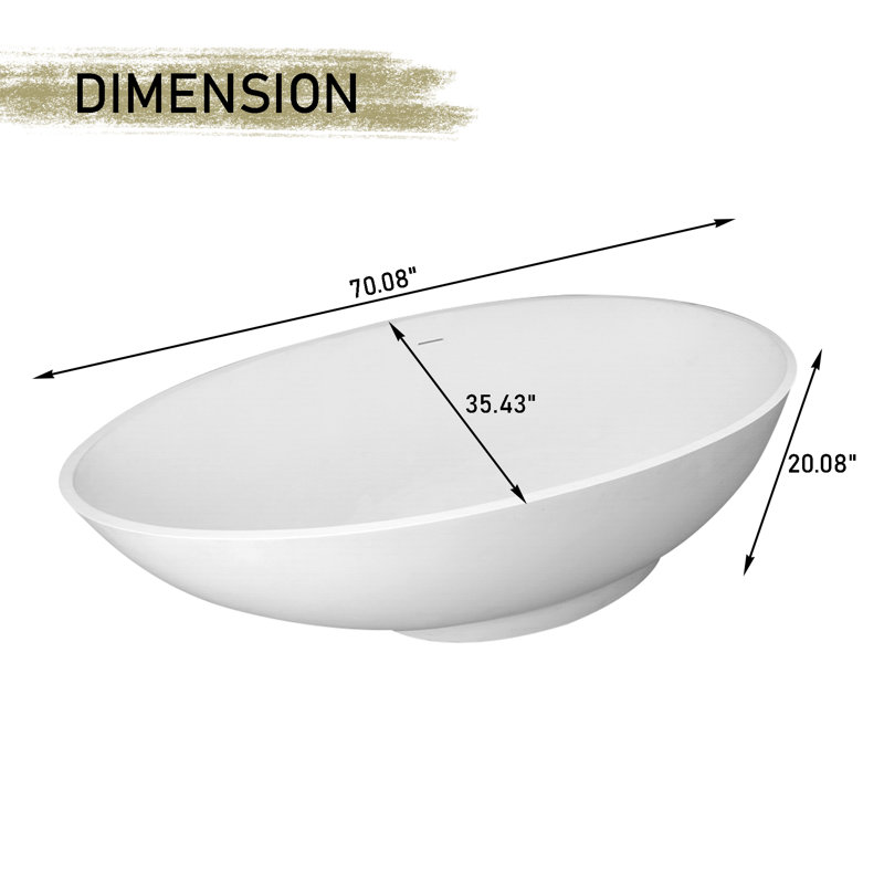 70.1'' x 35.4'' Soaking Solid Surface Bathtub