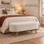 Banc de rangement ovale 43,5 pouces avec rangement à plateau relevable et pieds en bois, beige