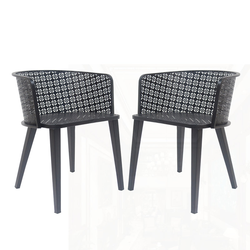 Chaise de salle à manger d'extérieur (ensemble de 2), Noir
