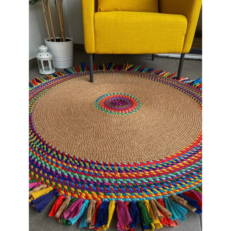 Iwona Striped Indoor Rug, Round 4'11''