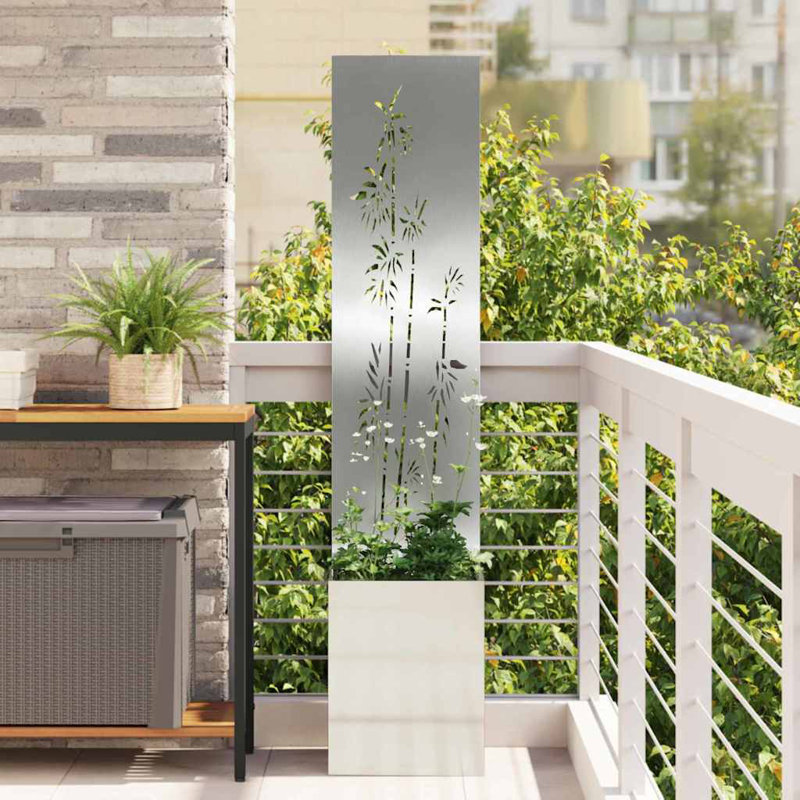 Planter Box, 140cm H x 32cm W x 32cm D, Silver