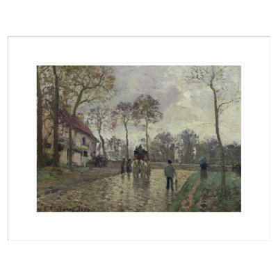 «The Coach to Louveciennes» par Camille Pissarro, impression giclée sur cadre