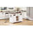 Wheeled Farmhouse Kitchen Storage Island Cart with Foldable Drop Leaf and Built-In Power Outlet, Four Storage Compartments Combined with Cross Barn Doors and Transparent Glass Panel Doors, Four Moving Casters for Kitchen & Dining Room-220988834