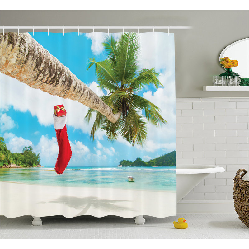 Rideau de douche simple christmas beach xmas, H 70 po x l 69 po