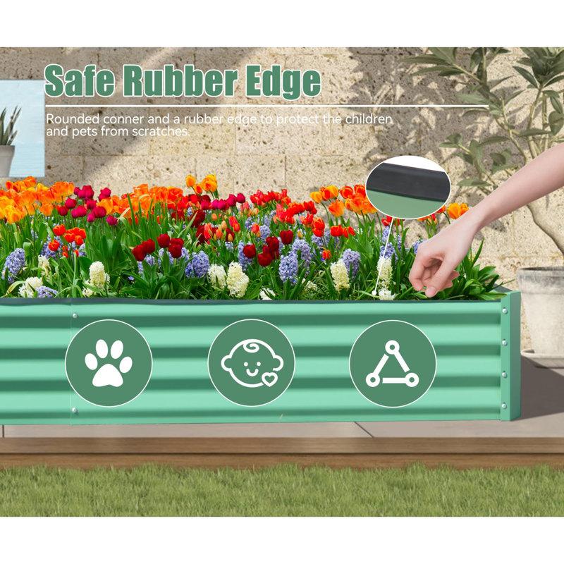 Spacious Raised Planter Galvanized Steel Gardening Outdoors