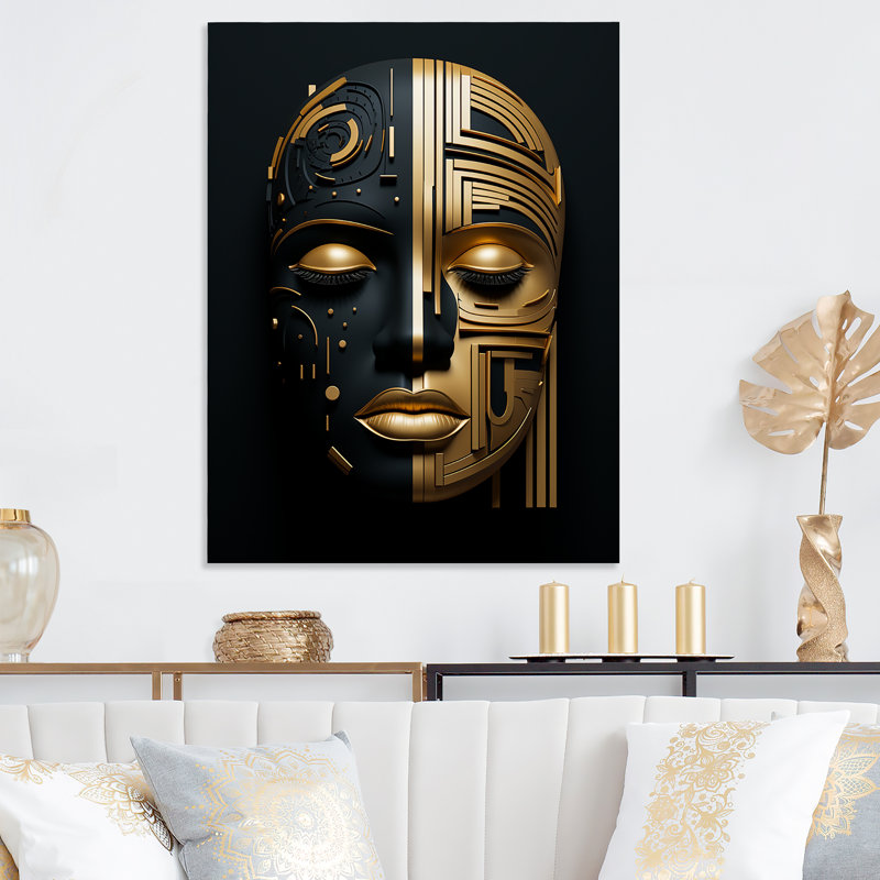 Céleste femme dorée et noire, portrait I - mode, art en métal, H 40 po x l 30 po x P 1,5 po