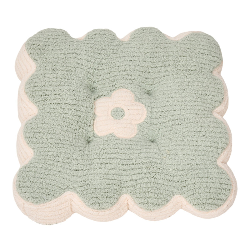 Flower-Shaped Plush Chair Cushion, Green