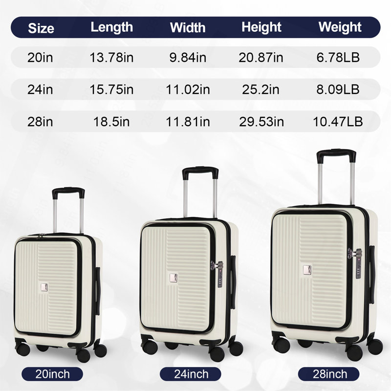 Luggage,with front opening,TSA approved lock,hardshell suitcase