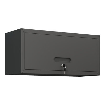 Armoire de rangement murale verrouillable en métal pour garage, en acier robuste avec portes à vérin à gaz, idéale pour le garage, la cuisine, l'entrepôt et le bureau.