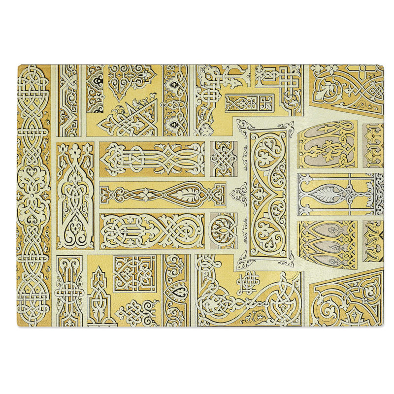 Tempered Glass Russian Patterns by Albert Racinet Chopping Board, 28.5 cm W x 20 cm L