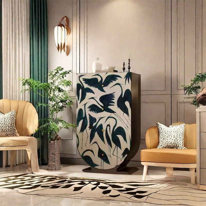 Elegant Walnut Frame Cabinet with Sturdy Legs