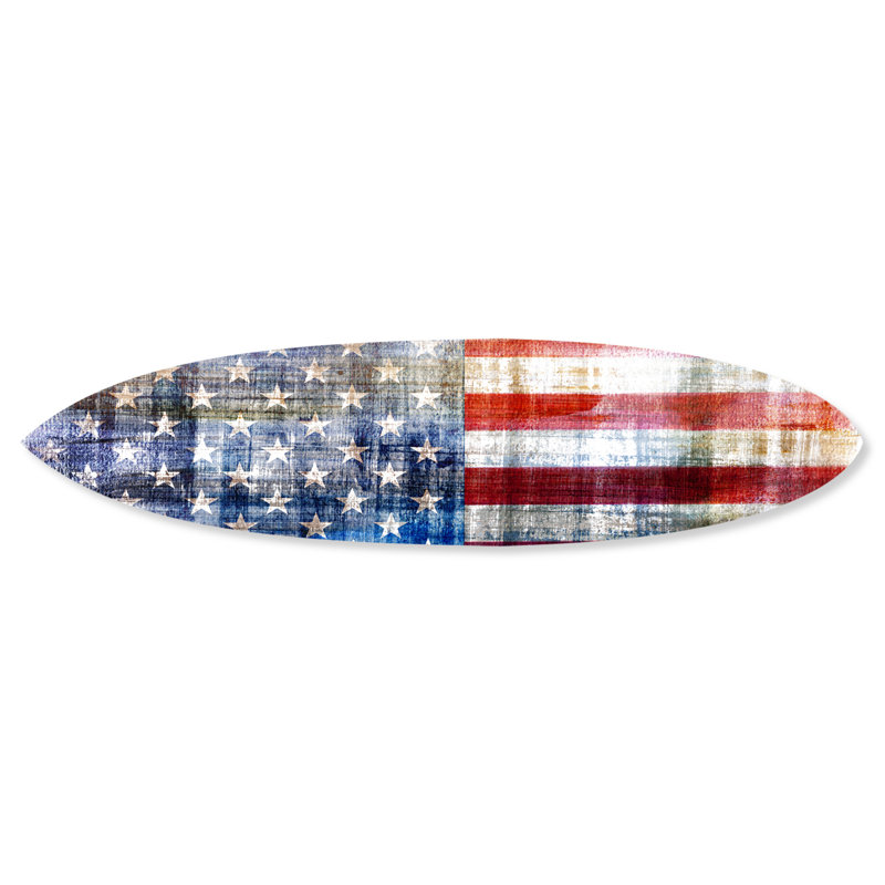 American Flag Surfboard - Decorative Surfboard Wall Art Print on Acrylic
