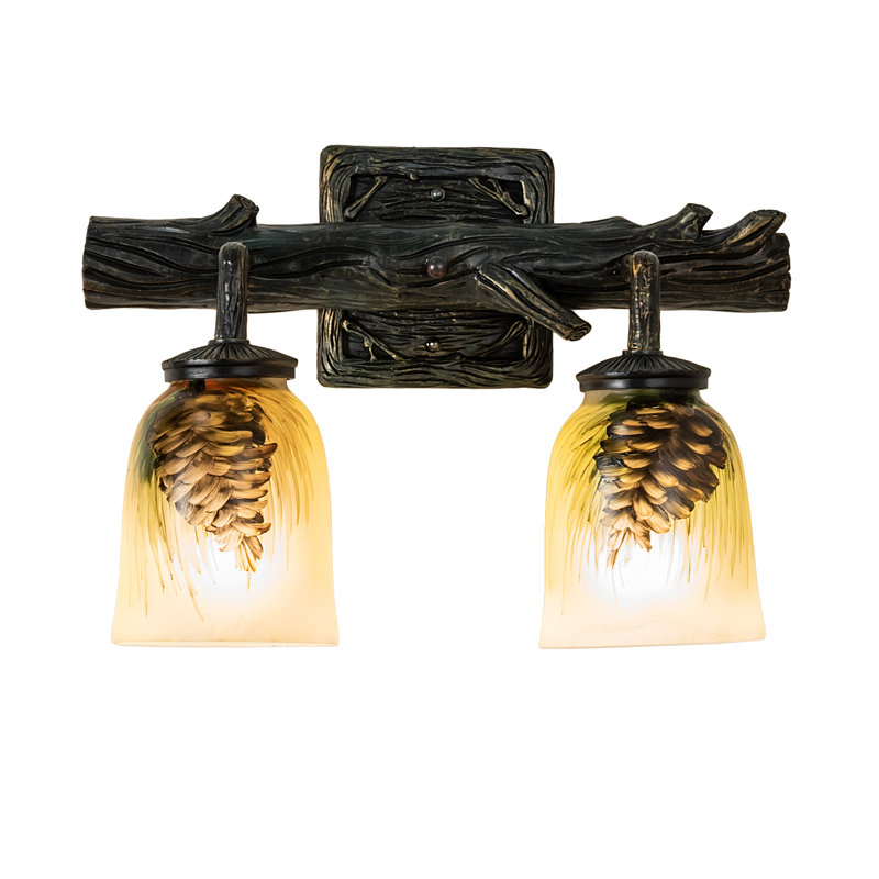 Dual-Light Hand-Painted Pinecone Black Sconce