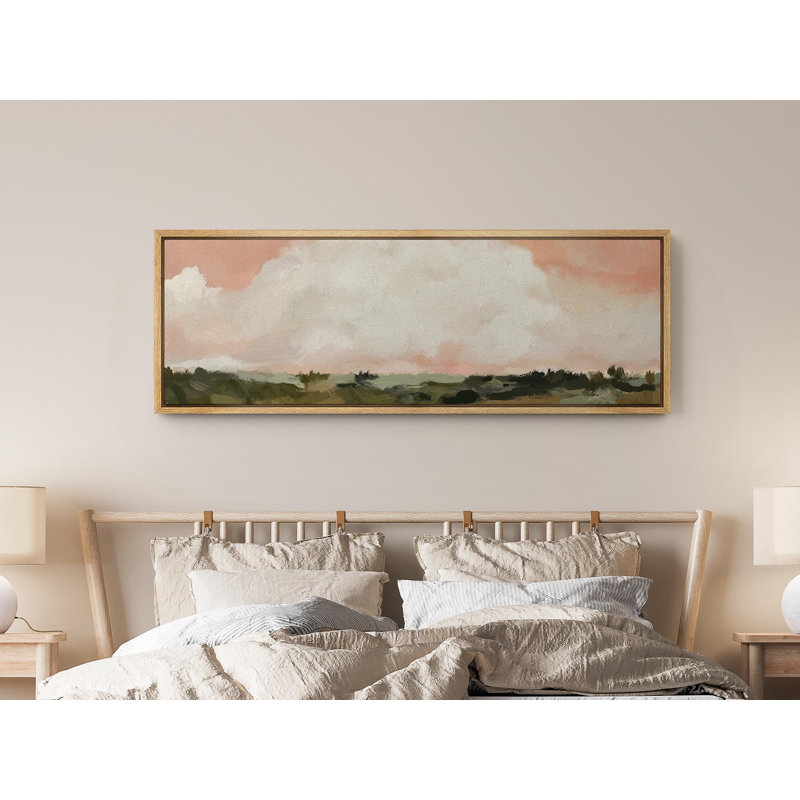 Abstrait nuage blanc, ciel rose, paysages, très grandes photos, impression sur toile encadrée, H 20 po x l 60 po, Naturel