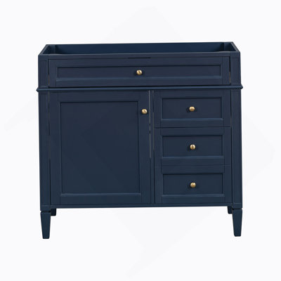 Meuble-lavabo de 36 po sans lavabo supérieur, armoire de rangement moderne avec 2 tiroirs et un tiroir rabattable, structure en bois massif