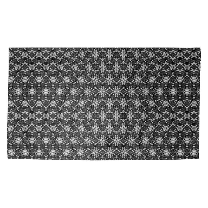 Tapis noir/blanc orné cercles Avicia, Rectangle 3 pi 3 po x 5 pi 3 po