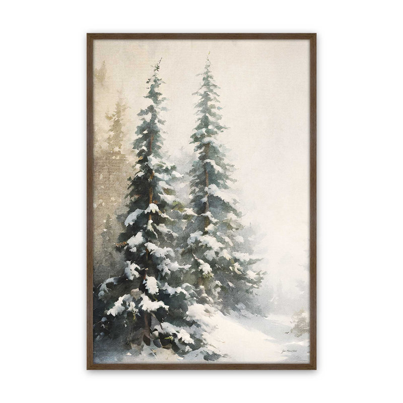 «Winter Pines I» par Jo Moulton, reproduction d'art sur toile, H 25,5 po x l 19,5 po, Brun