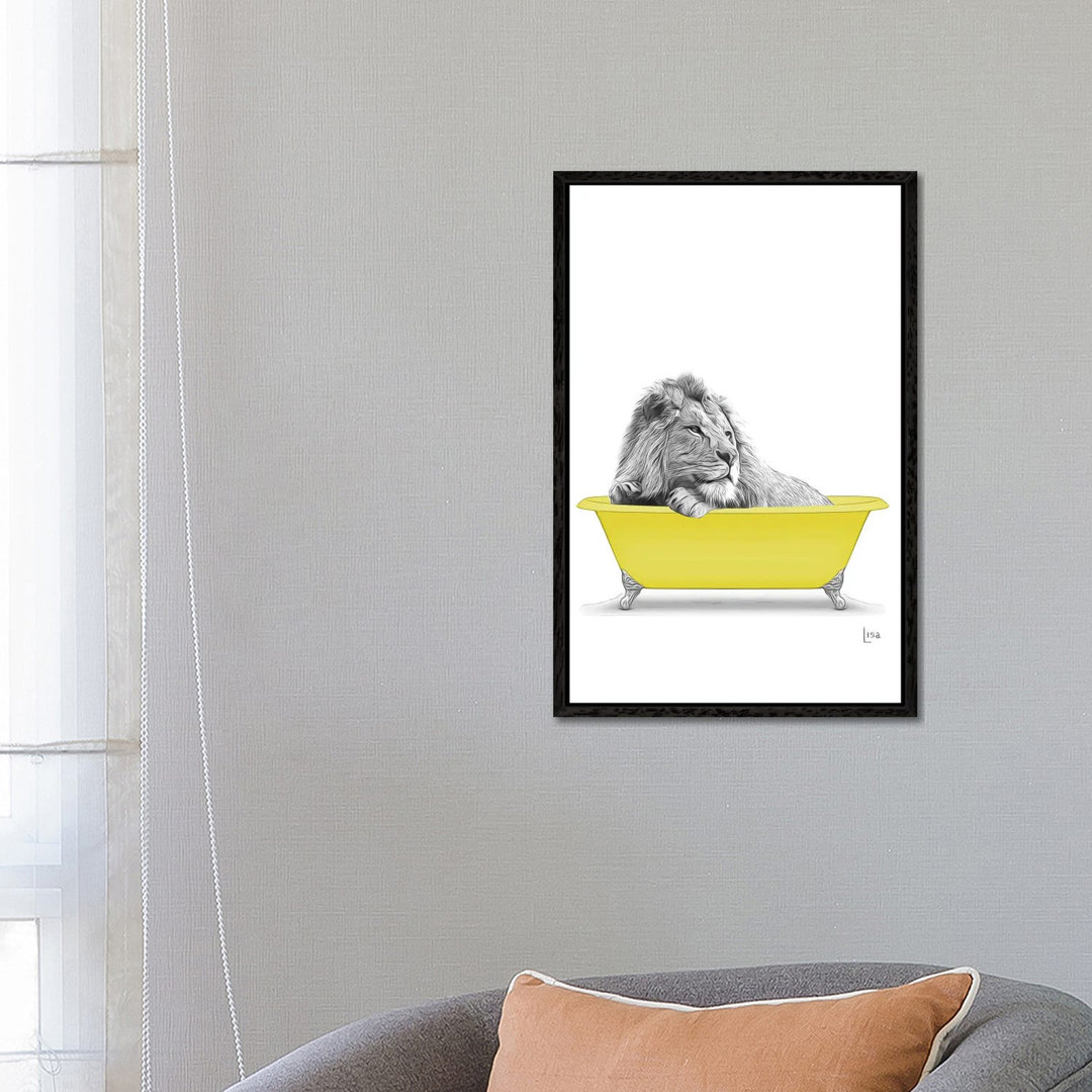 Lion In Yellow Bathtub von Printable Lisa's Pets - Gallery-Wrapped Canvas Giclée on Canvas